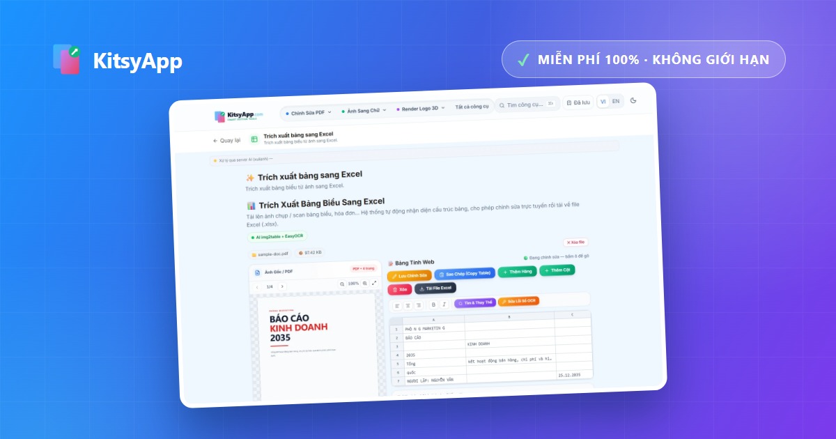 Cách chuyển PDF sang Excel giữ nguyên bảng biểu