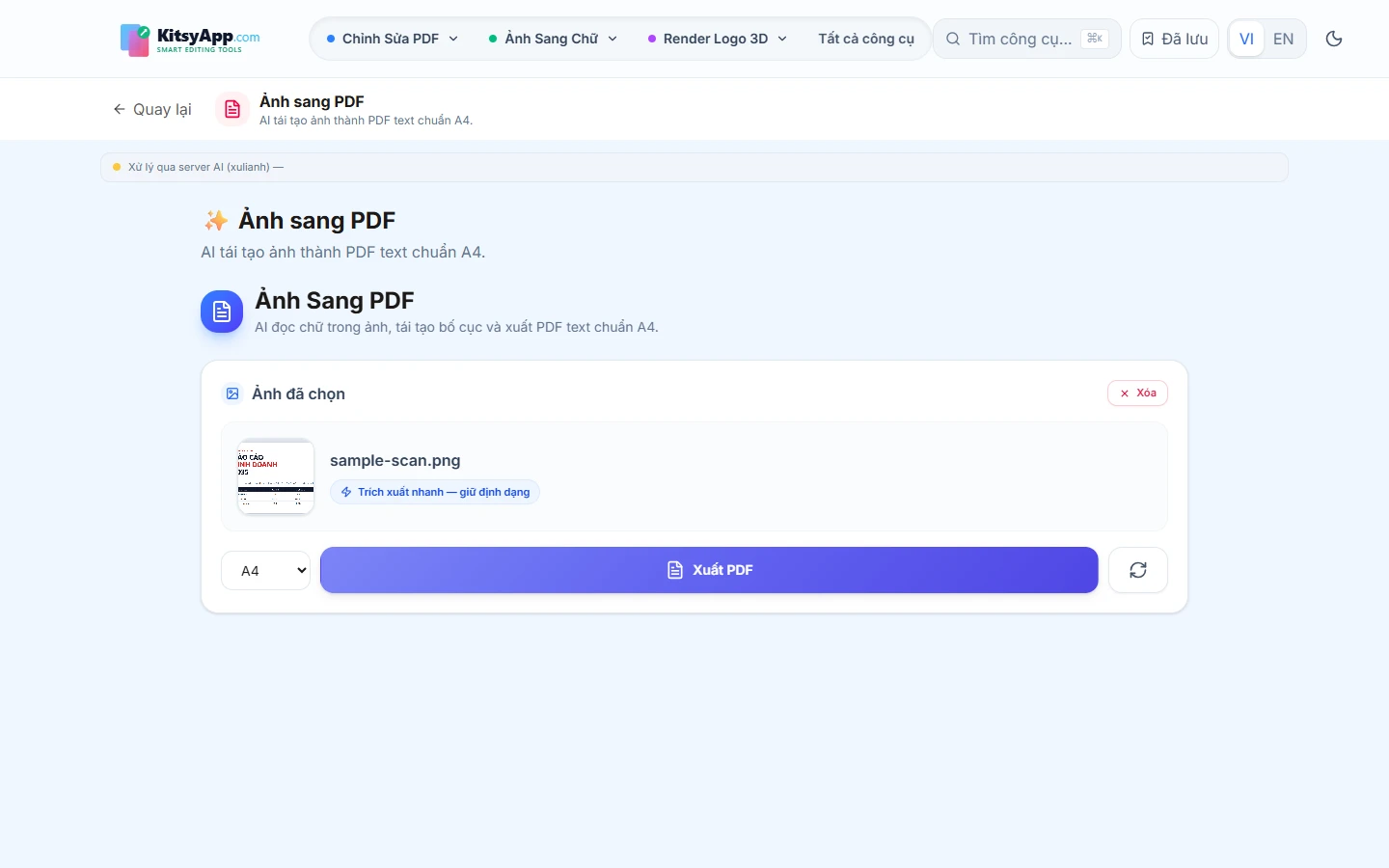 Công cụ gộp ảnh thành PDF với ảnh đã nạp và tuỳ chọn khổ trang